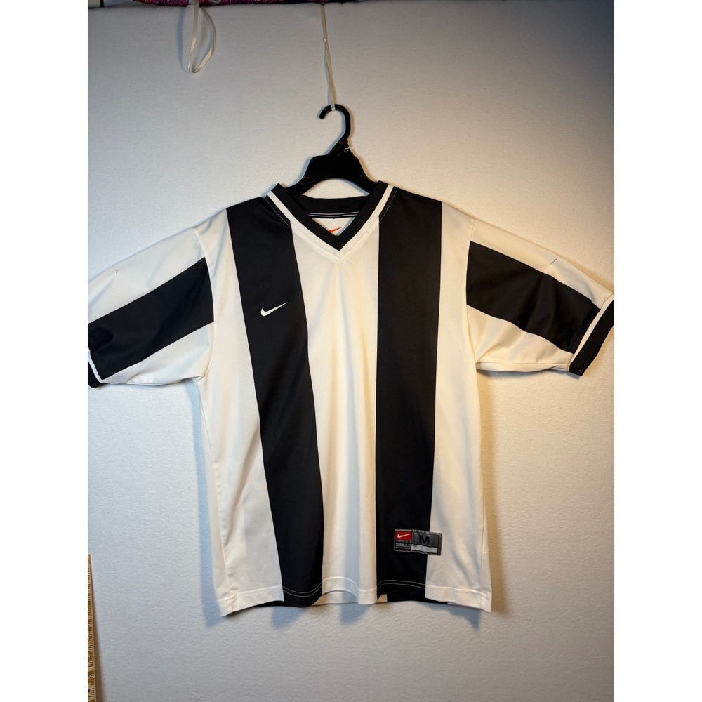 VTG 90's Nike Soccer Jersey Mens M White Collar Block Core V-Neck Athletic - Picture 6 of 6